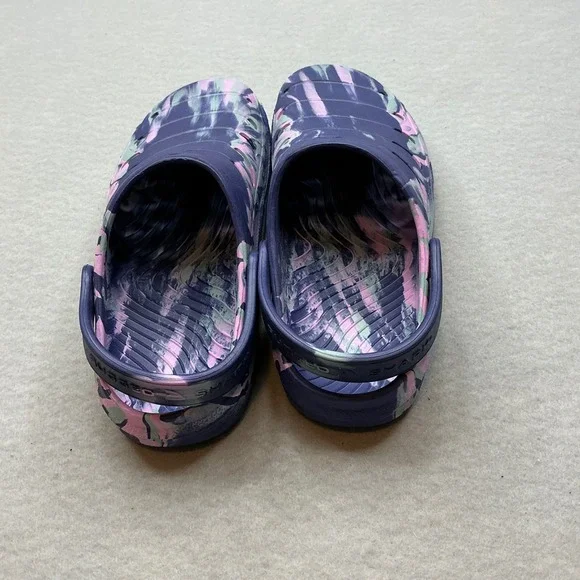 Rugged Shark Marbled Clogs Purple Pink Green Slip On Water Shoes Womens Size 8 - Picture 3 of 11